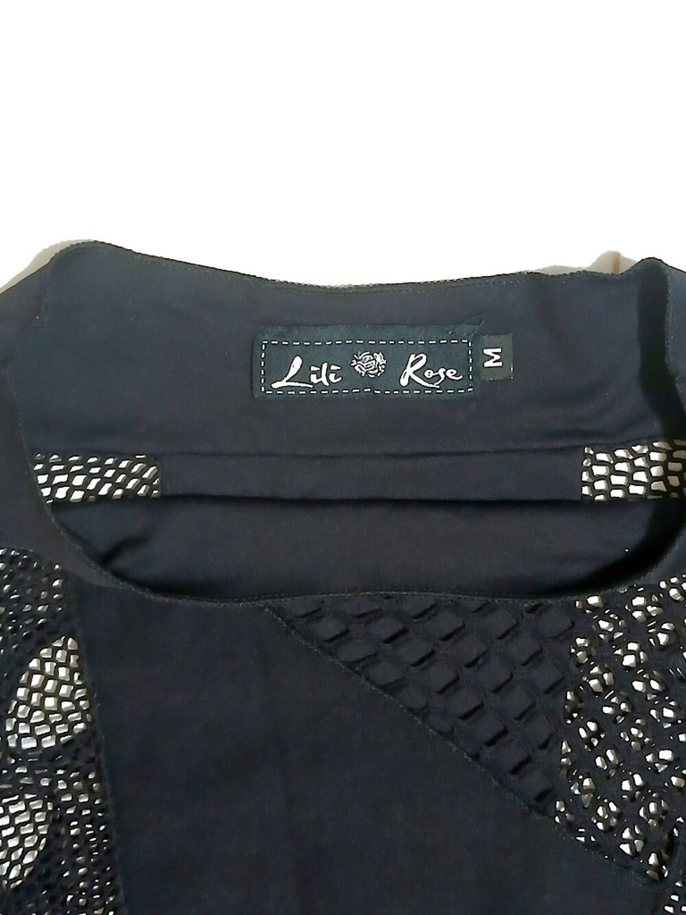 Vintage Y2K Lili Rose Women’s M Black Mesh Lace Stretch Top Goth Alt - Picture 5 of 6